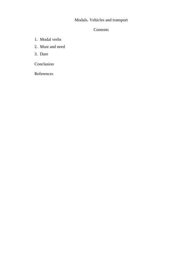 Modals. Vehicles and transport