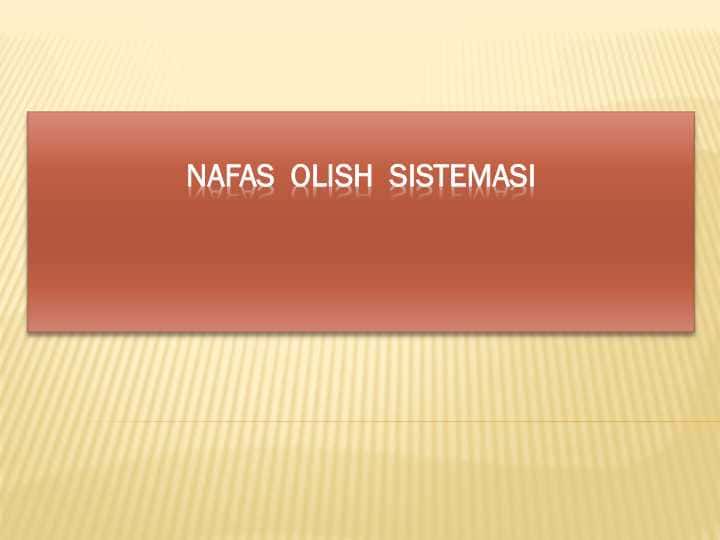 Nafas olish sistemasi