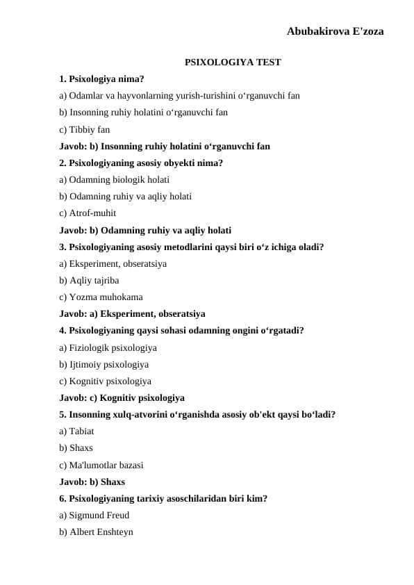 Psixologiya test