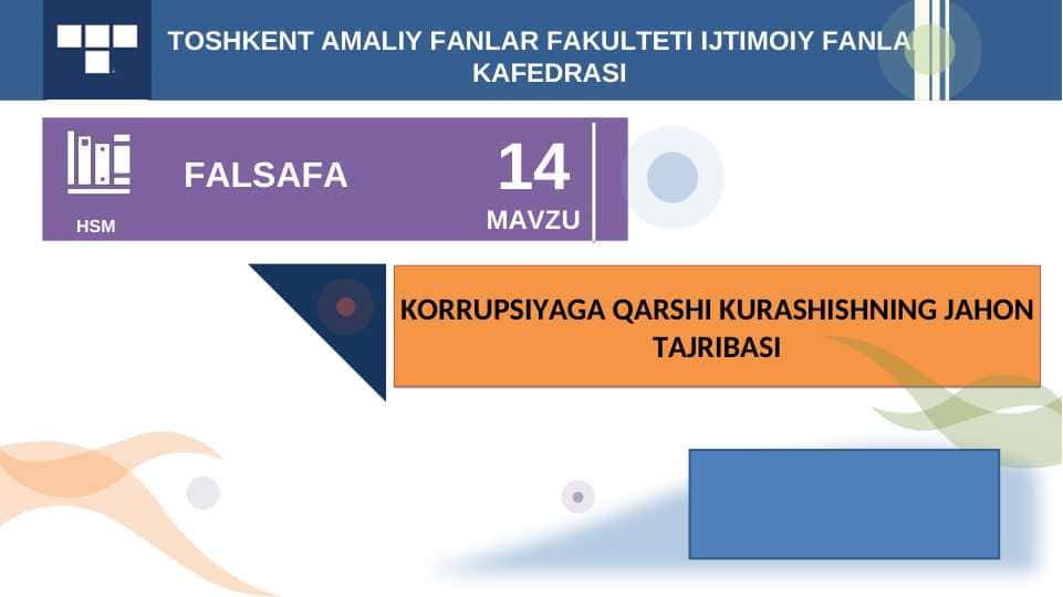KORRUPSIYAGA QARSHI KURASHISHNING JAHON TAJRIBASI