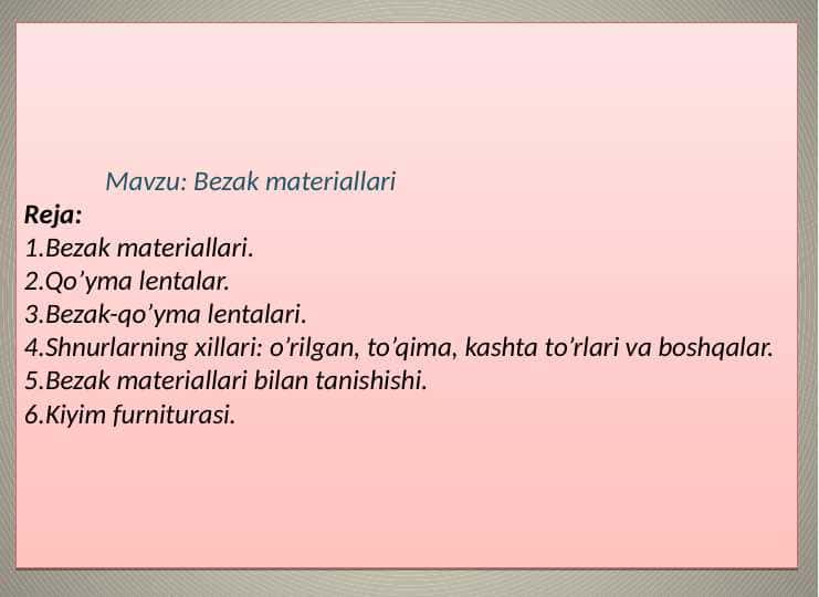 Bezak materiallari