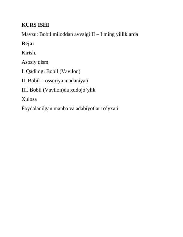Bobil miloddan avvalgi II – I ming yilliklarda