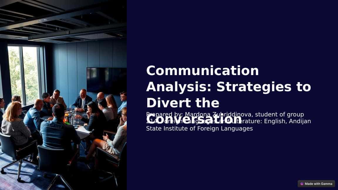 Communication analysis: strategies (methods) to divert to another topic in the communication process