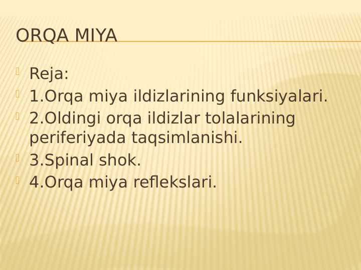 Orqa miya fiziologiyasi