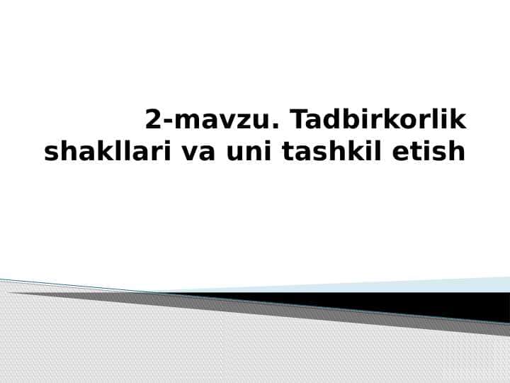Biznesga kirish
