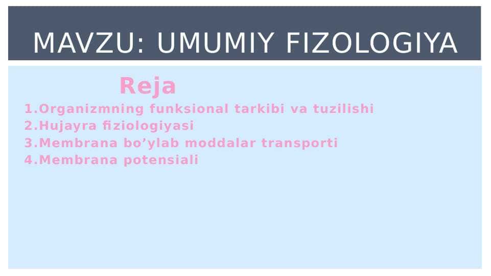 Umumiy fizologiya