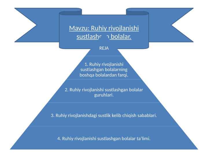 Mavzu: Ruhiy rivojlanishi sustlashgan bolalar.