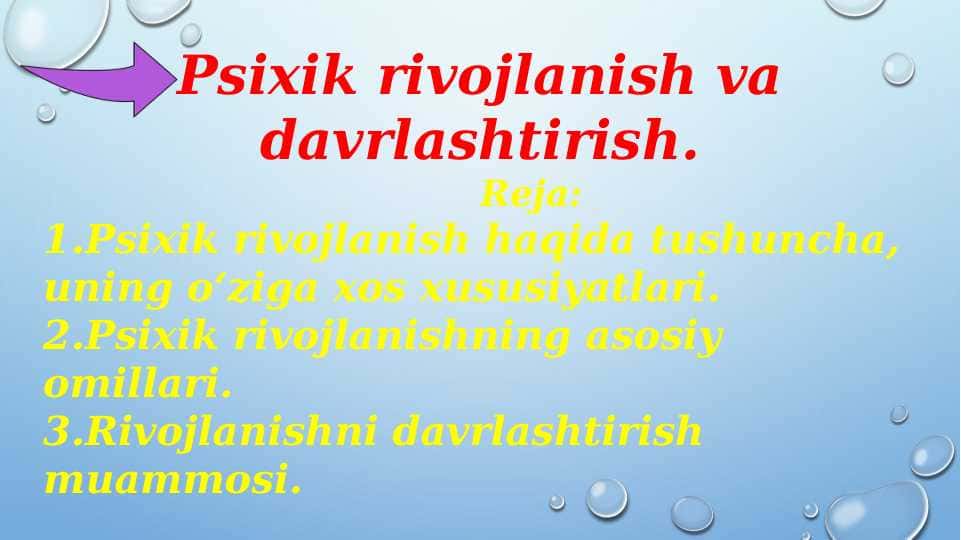 Psixik rivojlanish va davrlashtirish