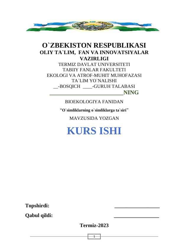 O`simliklarning o`simliklarga ta`siri