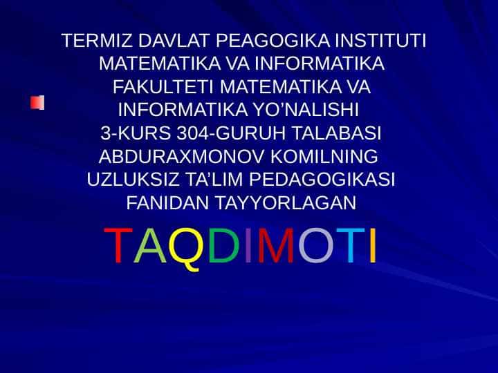 PEDAGOGIK MAHORATNING ASOSIY ASOSIY TARKIBIY QISMLARI