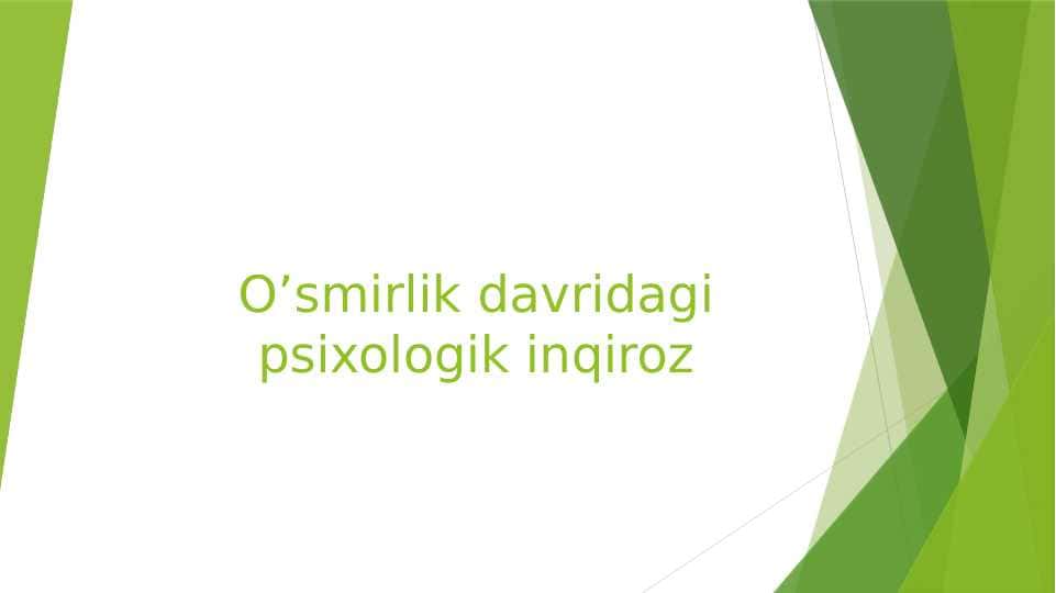 O’smirlik davridagi psixologik inqiroz