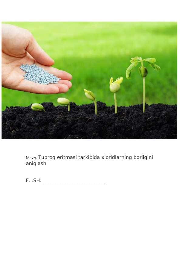 tuproq eritmasi tarkibida xloridlarni aniqlash