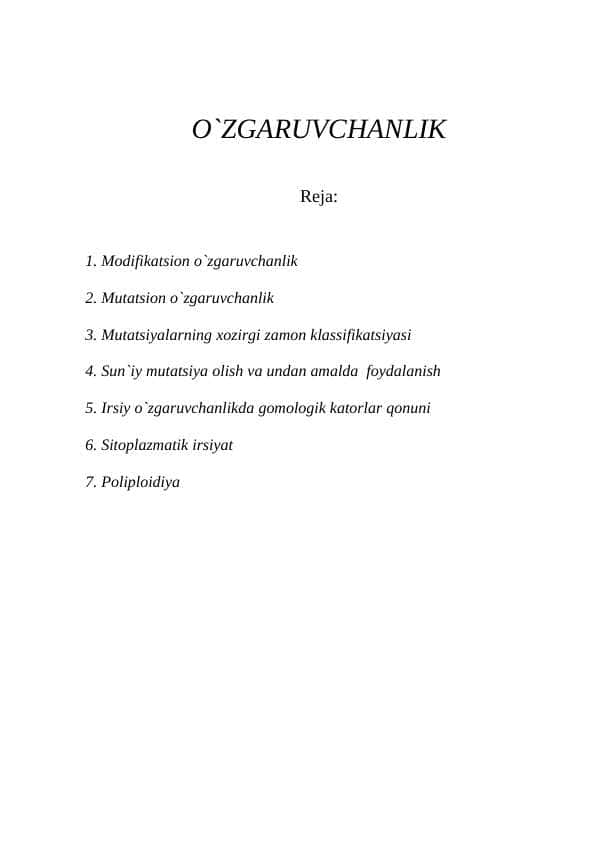 o`zgaruvchanlik