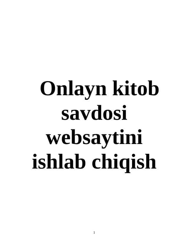 Onlayn kitob savdosi websaytini ishlab chiqish