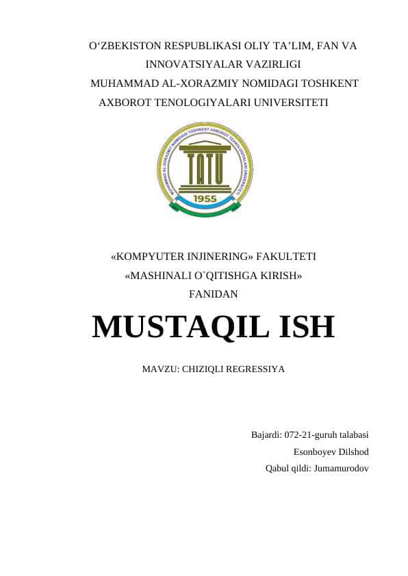 CHIZIQLI REGRESSIYA