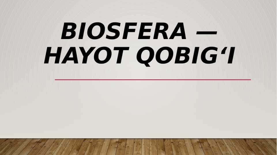 Biosfera — hayot qobig‘i