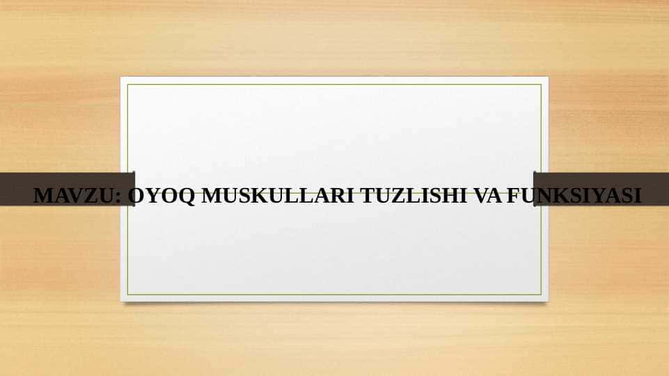 Oyoq muskullari tuzlishi va funksiyasi