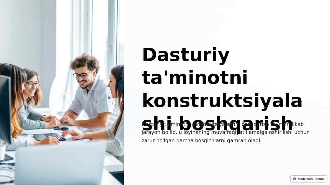 Dasturiy ta'minotni konstruktsiyalashi boshqarish.