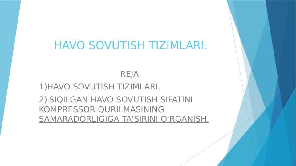 HAVO SOVUTISH TIZIMLARI