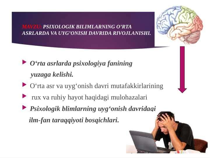PSIXOLOGIK BILIMLARNING O’RTA ASRLARDA VA UYG’ONISH DAVRIDA RIVOJLANISHI