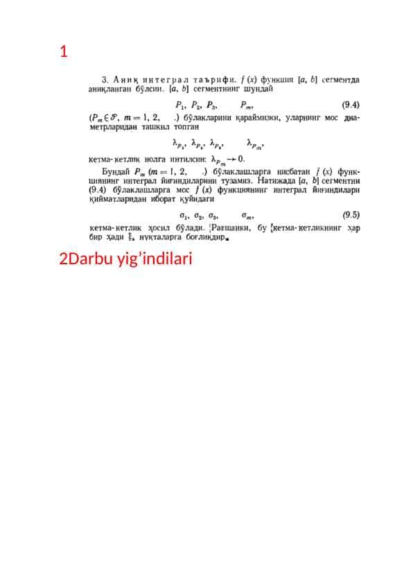 Matematik analizdan 2 kurs yakuniy javoblar