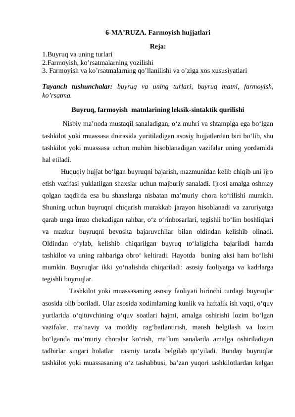 Farmoyish hujjatlari