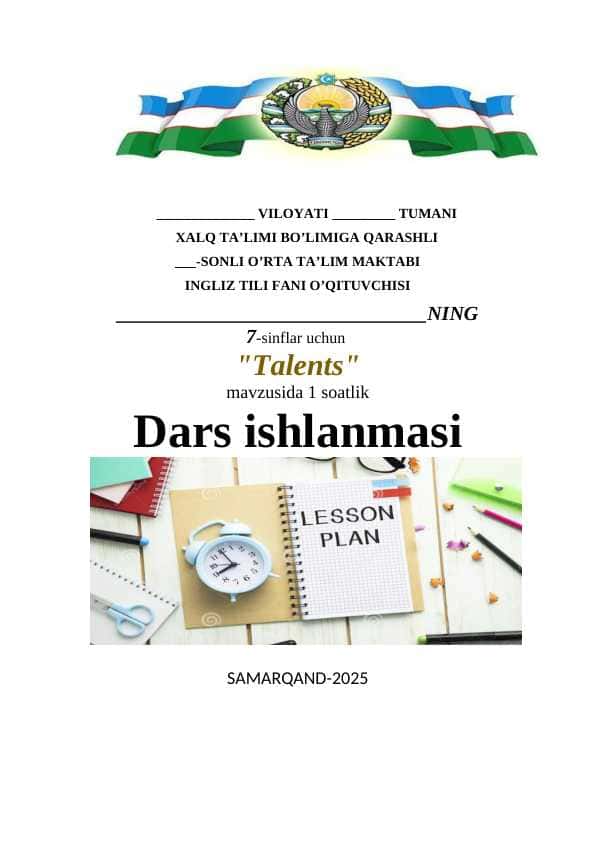 Talents dars ishlanma ingliz tilida