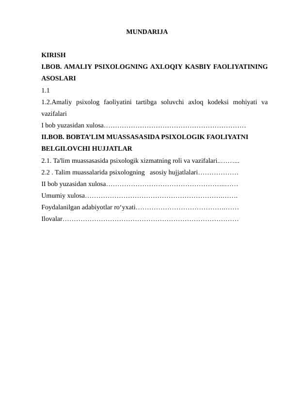 AMALIY PSIXOLOGNING AXLOQIY KASBIY FAOLIYATINING ASOSLARI