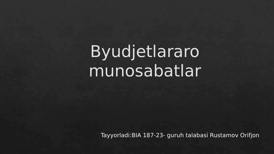 byudjet munosabatlari