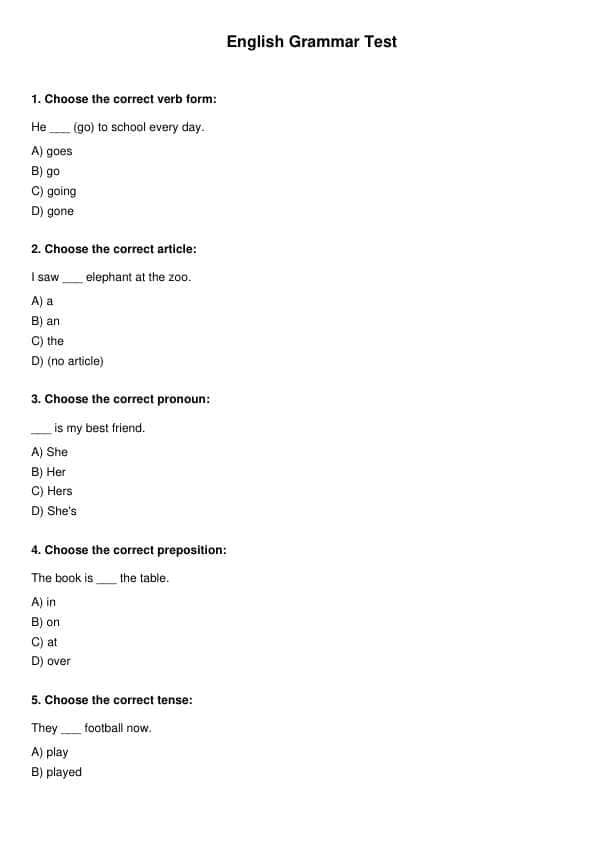 Ingliz tili test
