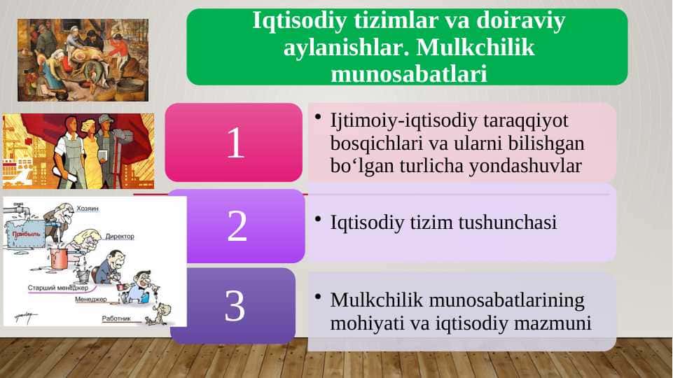 Iqtisodiy tizimlar va doiraviy aylanishlar. Mulkchilik munosabatlari
