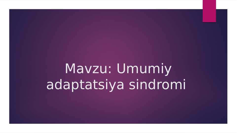 Umumiy adaptatsiya sindromi