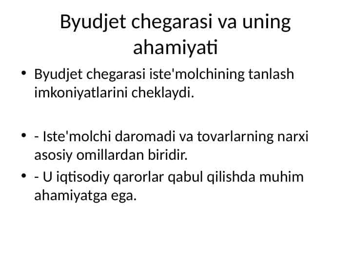 Byudjet chegarasi va uning ahamiyati