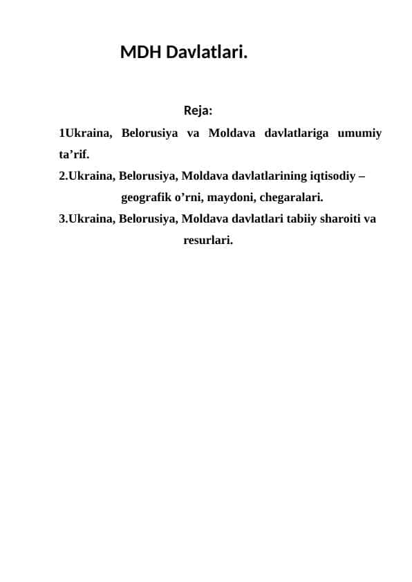 MDH Davlatlari.