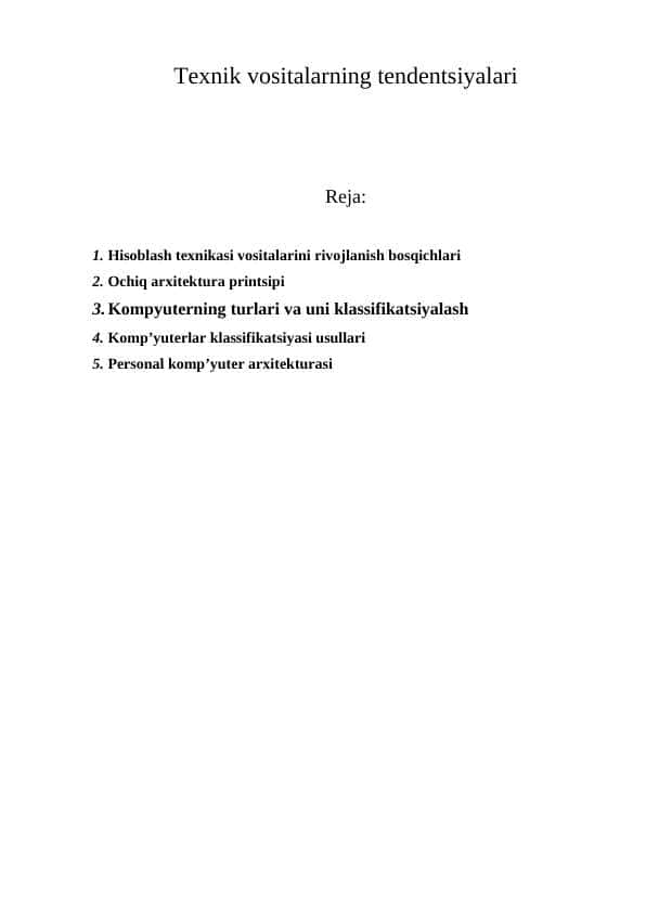 Texnik vositalarning tendentsiyalari