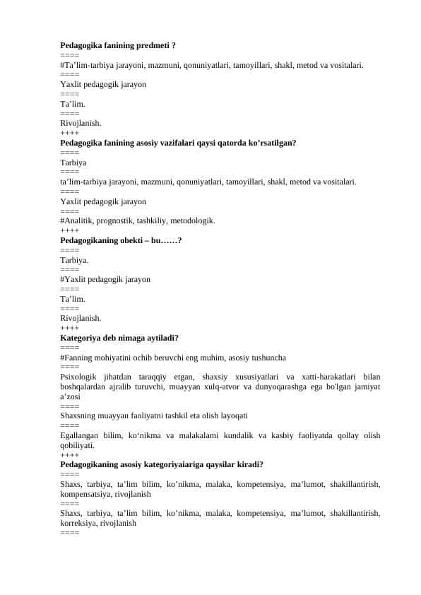 pedagogika 200 test