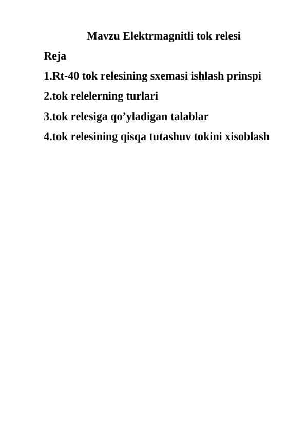 Elektrmagnitli tok relesi