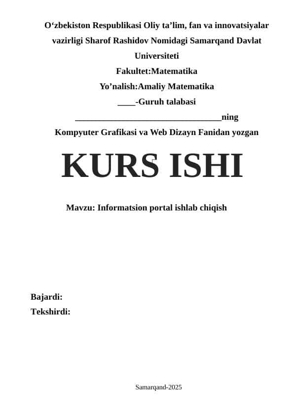 Informatsion portal ishlab chiqish