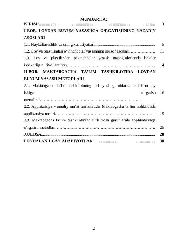 Kichik guruh bolalarini loydan buyum yasashga o‘rgatish