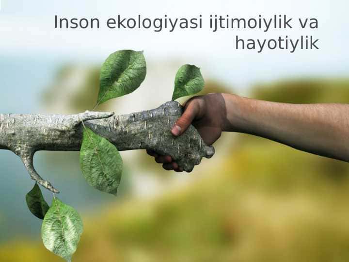 Inson ekologiyasi ijtimoiylik va hayotiylik