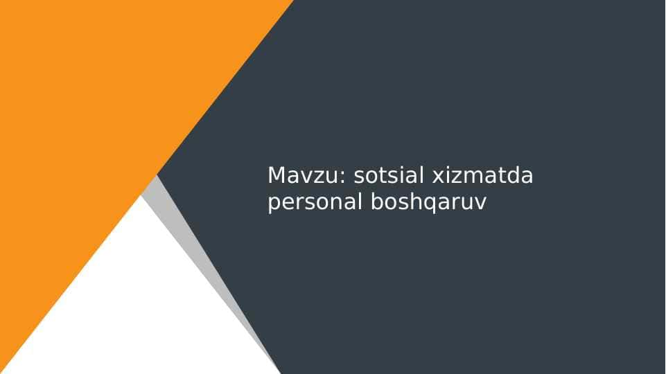 sotsial xizmatda personal boshqaruv