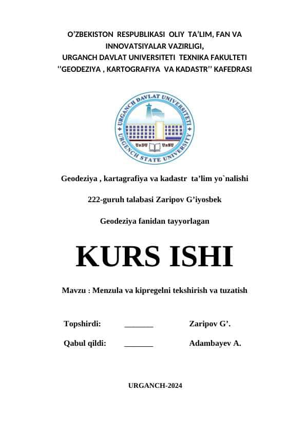 Menzula va kipregelni tekshirish va tuzatish
