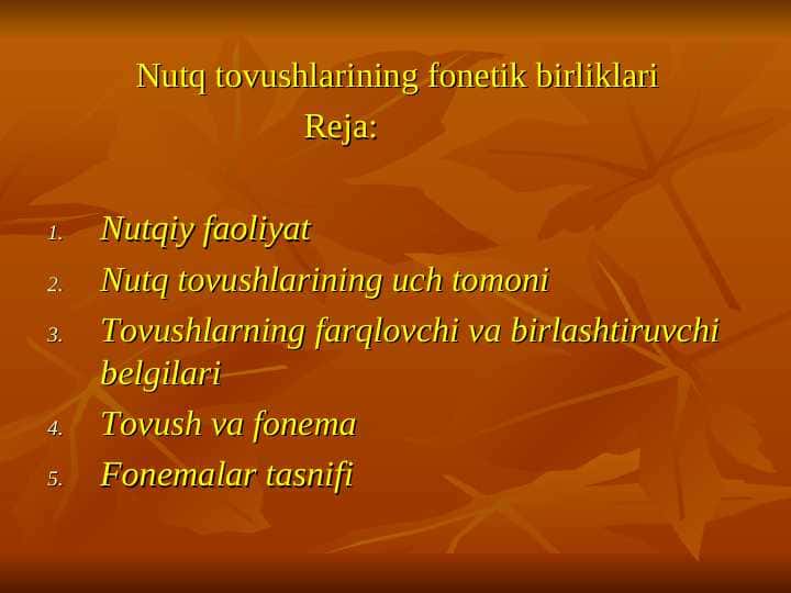 Nutq tovushlarining fonetik birliklari