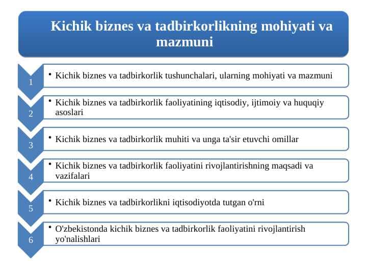 Kichik biznes va tadbirkorlikning mohiyati va mazmuni pptx