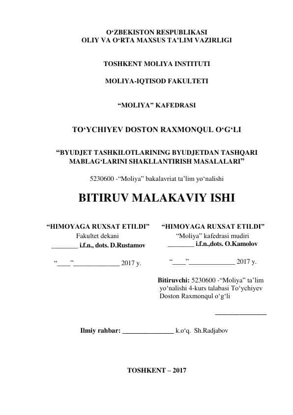 Byudjet tashkilotlarining byudjetdan tashqari mablag'lari pdf