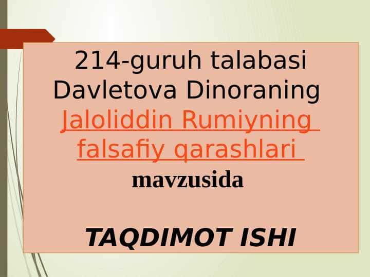 Jaloliddin Rumiyning falsafiy qarashlari