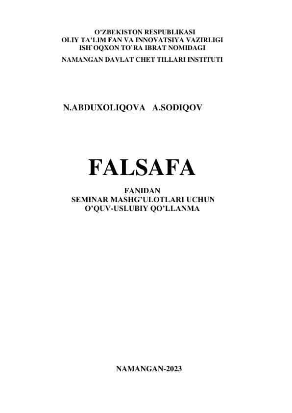 Seminar mashg`ulotlari uchun uslubiy ko`rsatma