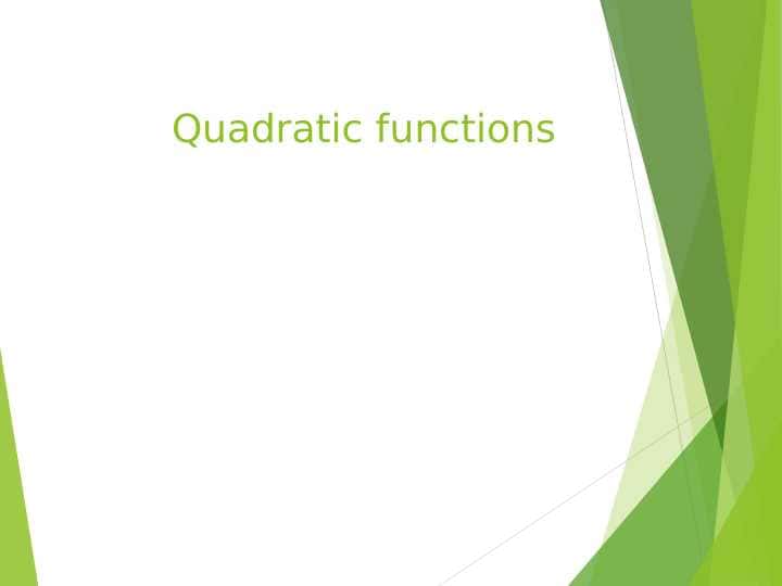 Quadratic functions