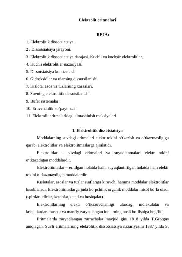 Elektrolit eritmalari