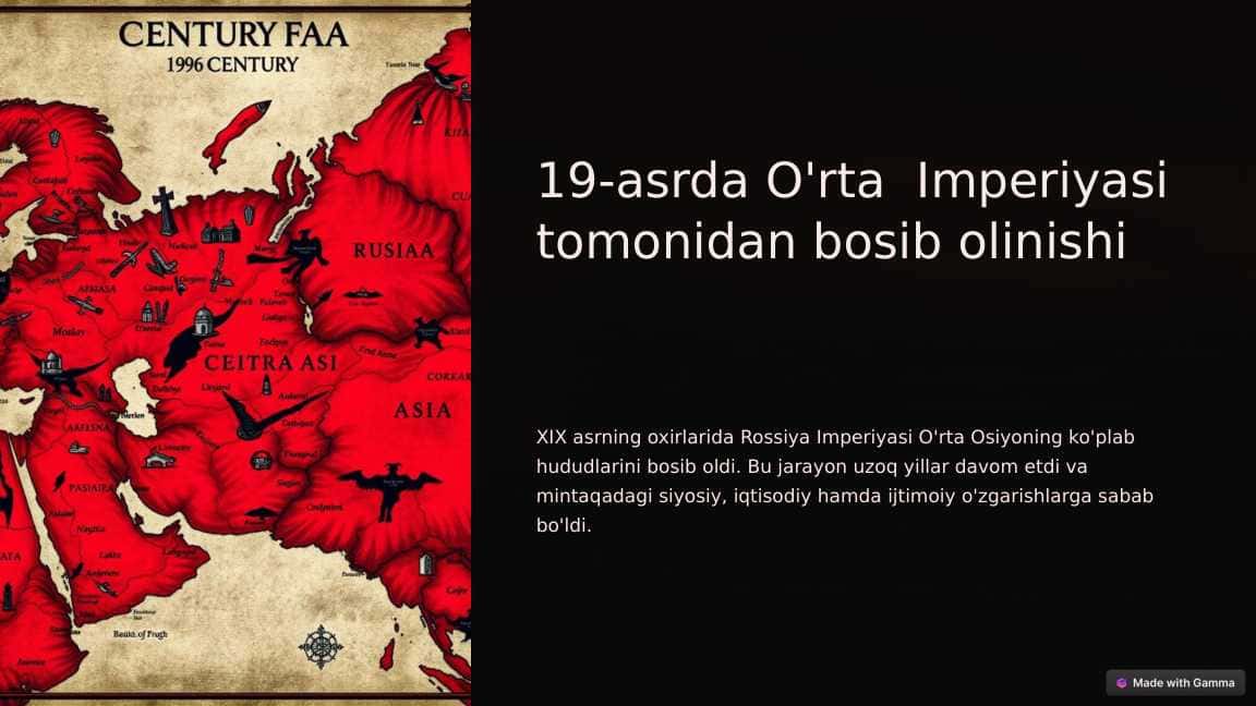 19-asrda O'rta Imperiyasi tomonidan bosib olinishi